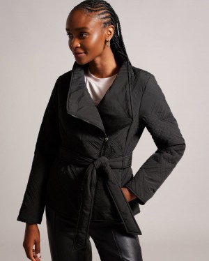 Black short wrap coat best sale